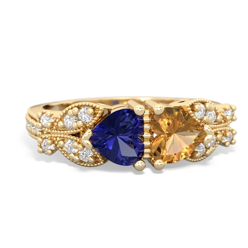 lab sapphire-citrine keepsake butterfly ring