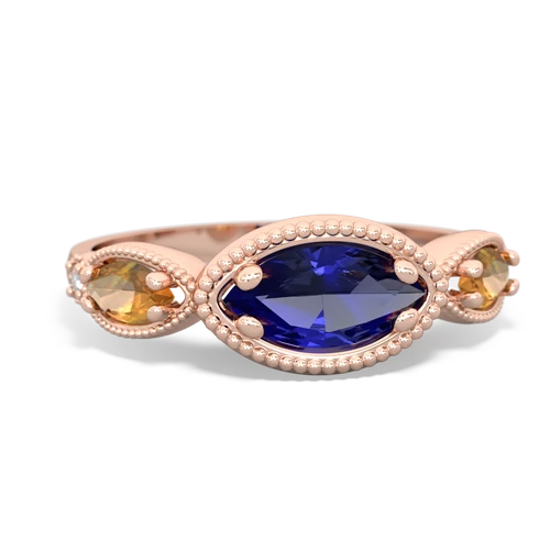 lab sapphire-citrine milgrain marquise ring