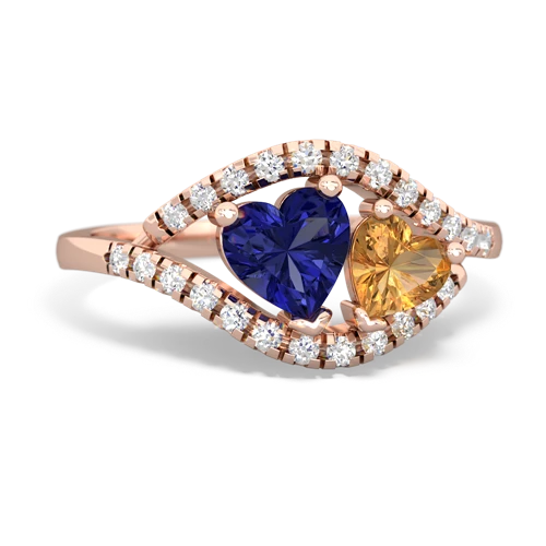 lab sapphire-citrine mother child ring