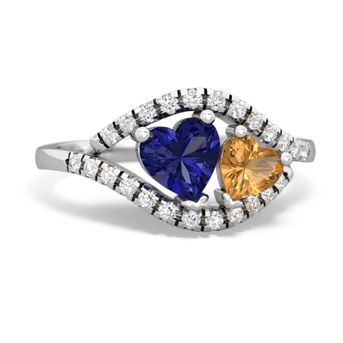 lab sapphire-citrine mother child ring