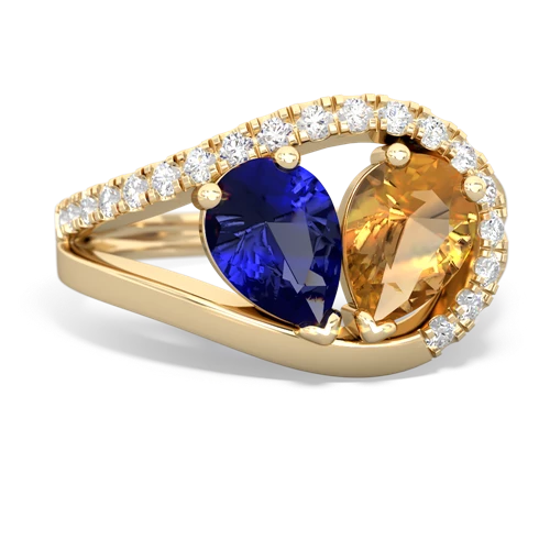 lab sapphire-citrine pave heart ring