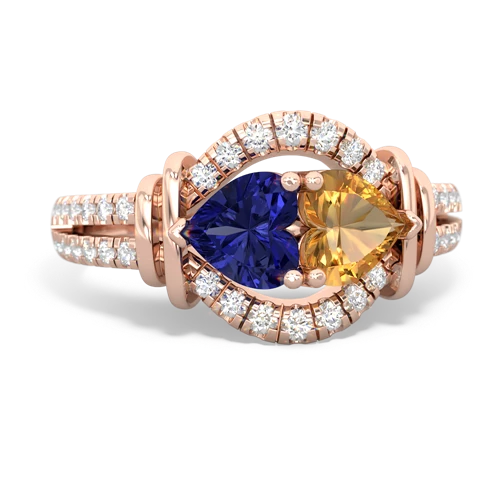 lab sapphire-citrine pave keepsake ring