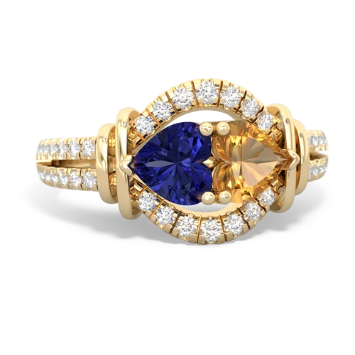 lab sapphire-citrine pave keepsake ring