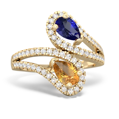 lab sapphire-citrine pave swirls ring