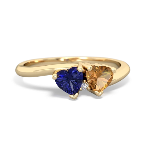 lab sapphire-citrine sweethearts promise ring