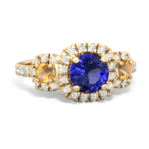 lab sapphire-citrine three stone regal ring