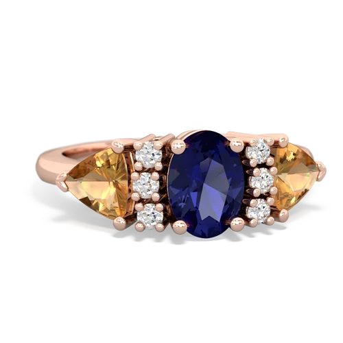 Lab Sapphire Lab Created Sapphire with Genuine Citrine and Genuine Smoky Quartz Antique Style Three Stone ring Ring