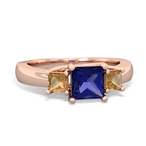 Lab Sapphire Lab Created Sapphire with Genuine Citrine and Genuine Amethyst Three Stone Trellis ring Ring