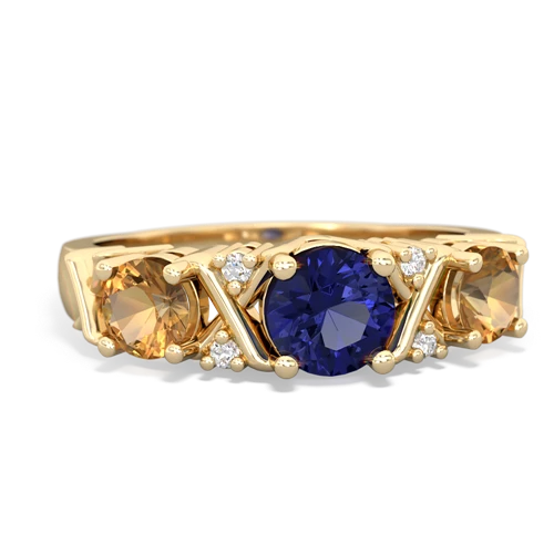 Lab Sapphire Lab Created Sapphire with Genuine Citrine and Genuine Amethyst Hugs and Kisses ring Ring
