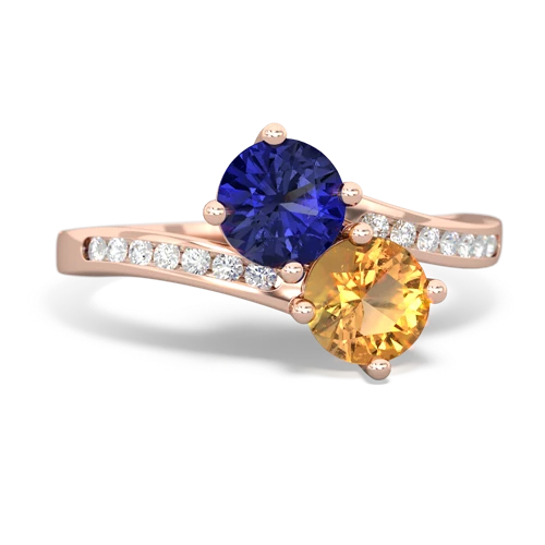 lab sapphire-citrine two stone channel ring