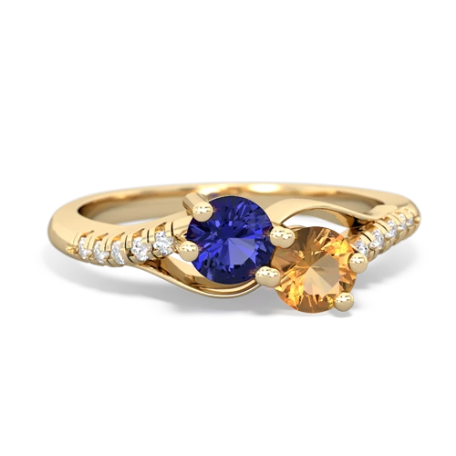 lab sapphire-citrine two stone infinity ring