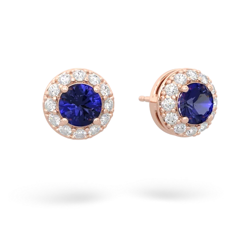 lab sapphire classic halo earrings