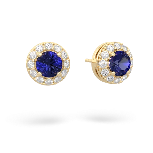 lab sapphire classic halo earrings