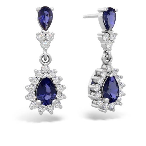 Lab Sapphire Halo Pear Dangle Lab Created Sapphire earrings Earrings