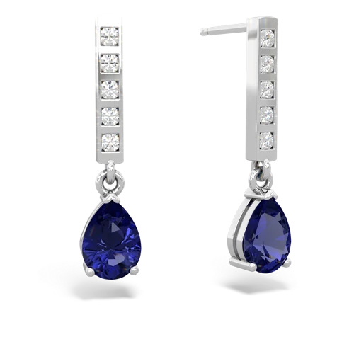 lab sapphire diamond drop earrings