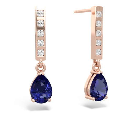 lab sapphire diamond drop earrings