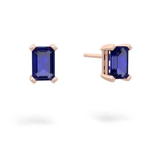 lab sapphire emerald cut stud earrings