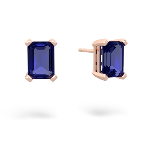 lab sapphire emerald cut stud earrings