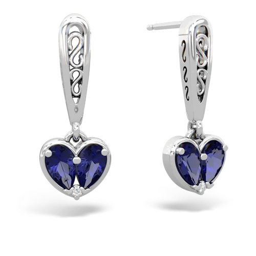 lab sapphire filligree earrings