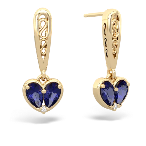 lab sapphire filligree earrings