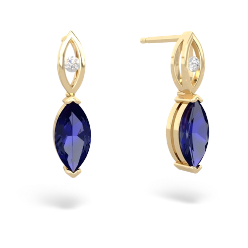 lab sapphire geometric drop earrings