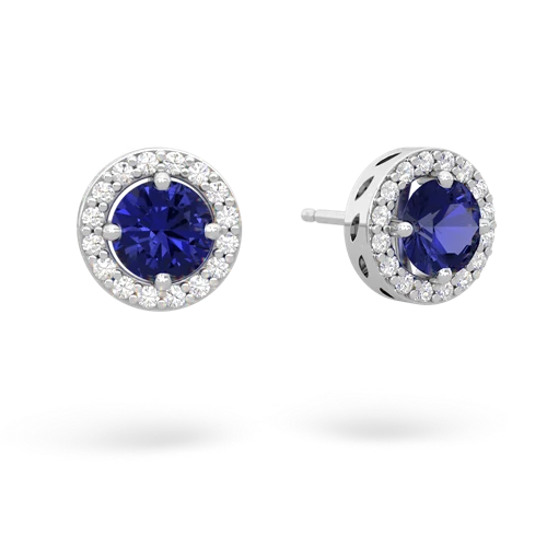 lab sapphire halo earrings