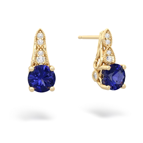 lab sapphire halo drop earrings