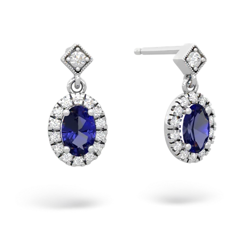 Lab Sapphire Antique-style Halo Lab Created Sapphire earrings Earrings
