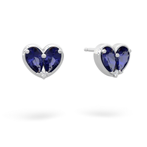 lab sapphire one heart earrings