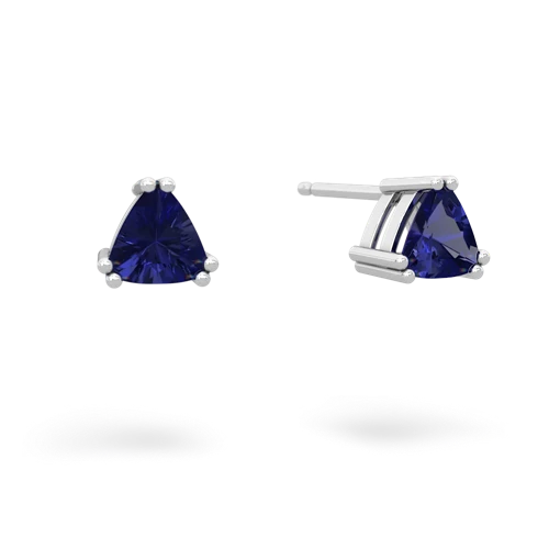 lab sapphire trillion stud earrings