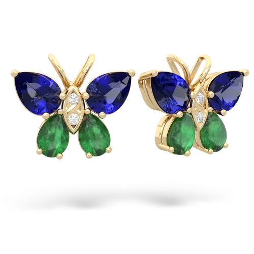 lab sapphire-emerald butterfly earrings