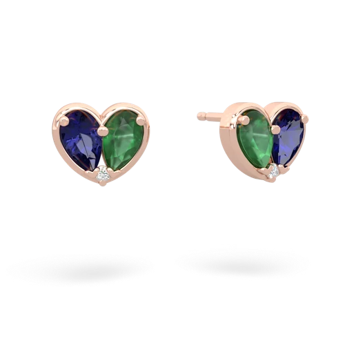 lab sapphire-emerald one heart earrings