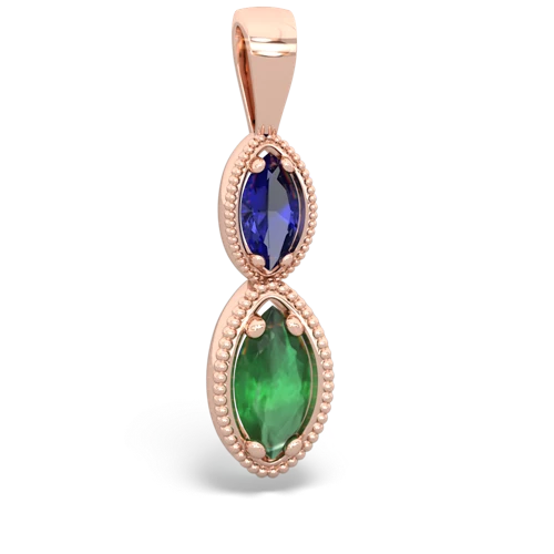 lab sapphire-emerald antique milgrain pendant