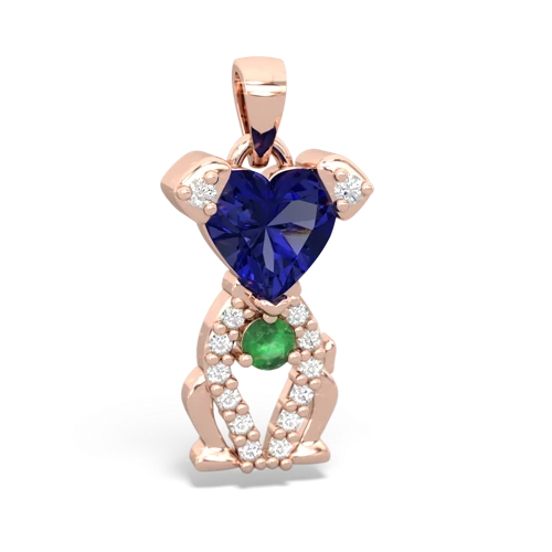 Lab Sapphire Lab Created Sapphire with Genuine Emerald Puppy Love pendant Pendant