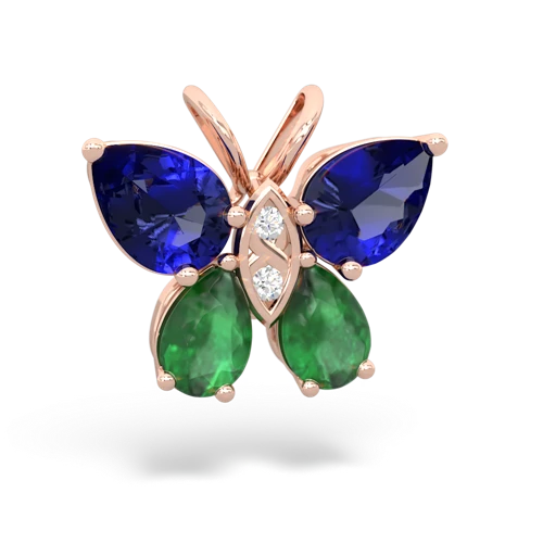 lab sapphire-emerald butterfly pendant