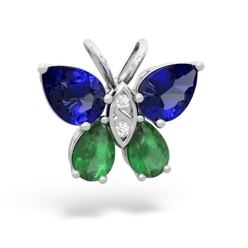 lab sapphire-emerald butterfly pendant