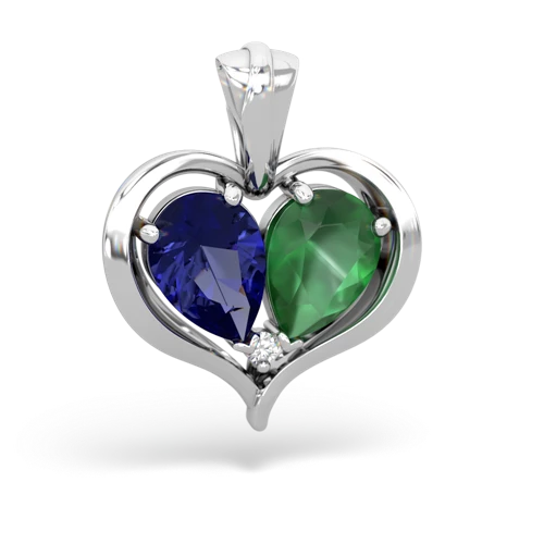 Lab Sapphire Lab Created Sapphire with Genuine Emerald Two Become One pendant Pendant