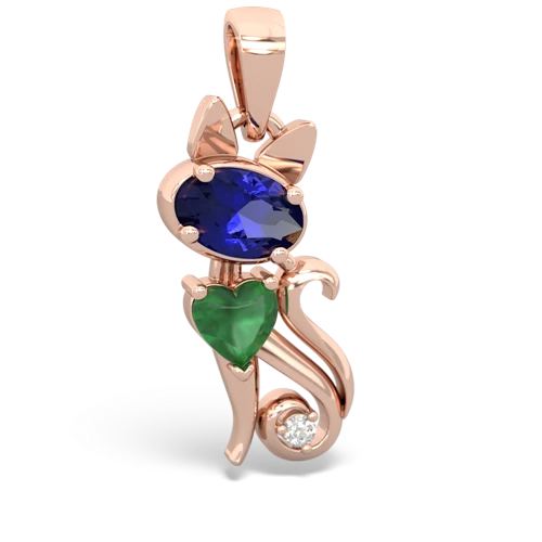 lab sapphire-emerald kitten pendant