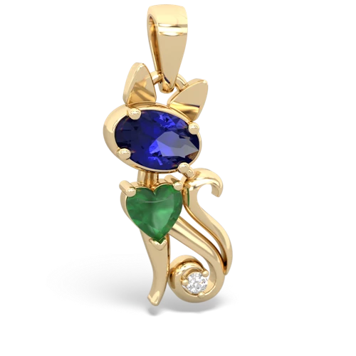 lab sapphire-emerald kitten pendant