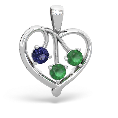 lab sapphire-emerald love heart pendant