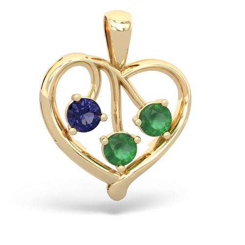lab sapphire-emerald love heart pendant
