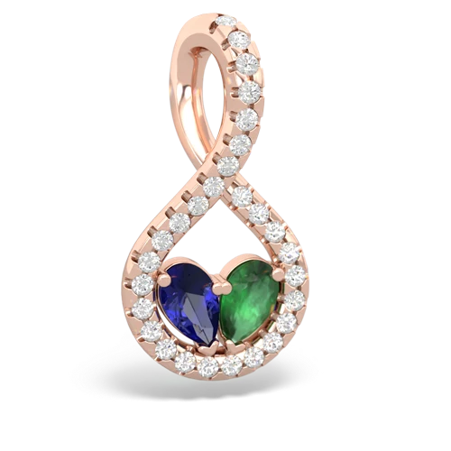 Lab Sapphire Lab Created Sapphire with Genuine Emerald PavÃ© Twist pendant Pendant