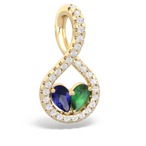 lab sapphire-emerald pave twist pendant