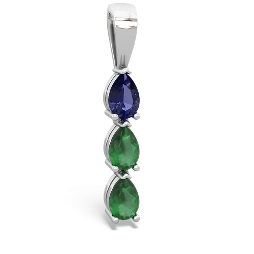 Lab Sapphire Lab Created Sapphire with Genuine Emerald and Lab Created Sapphire Three Stone pendant Pendant