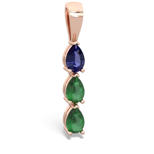lab sapphire-emerald three stone pendant