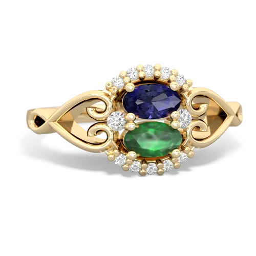 lab sapphire-emerald antique keepsake ring