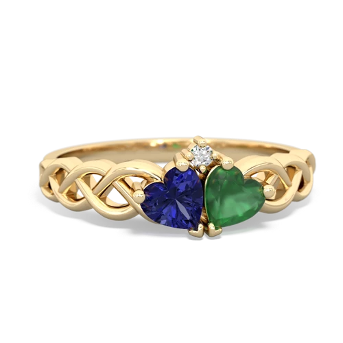 Lab Sapphire Lab Created Sapphire with Genuine Emerald Heart to Heart Braid ring Ring