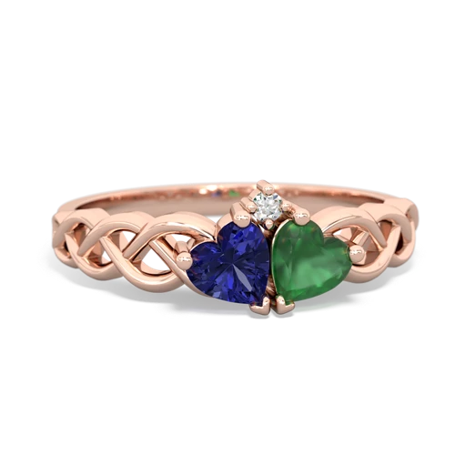 lab sapphire-emerald celtic braid ring