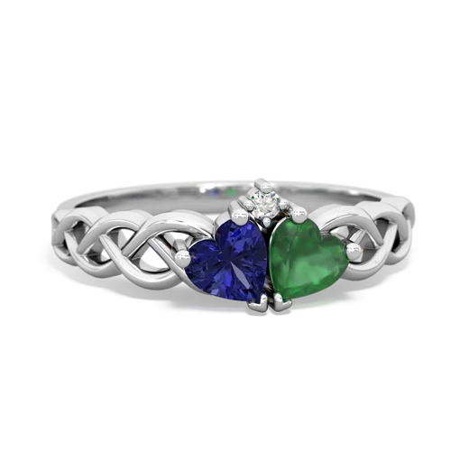 lab sapphire-emerald celtic braid ring