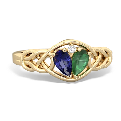 Lab Sapphire Lab Created Sapphire with Genuine Emerald Celtic Love Knot ring Ring
